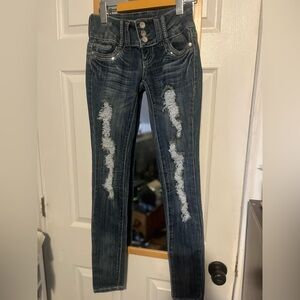 Almost Famous - Size 1, Distressed Skinny Jeans, Y2K
